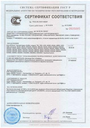 Сертификат на автомобильные боксы Koffer